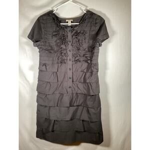 J Crew Ruffled Carly Dress Size 6 Gray Short Sleeved Layered Y2K Cottagecore